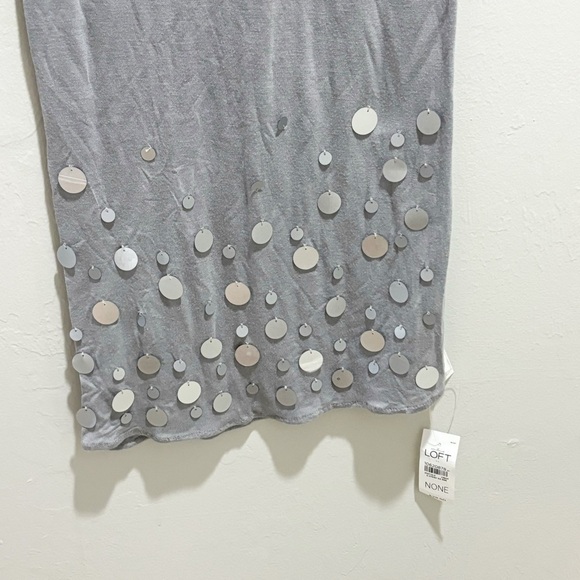 ANN TAYLOR LOFT OUTLET Women’s Gray Rayon Embellished Sequin Scarf 78” X 26” - Picture 3 of 6